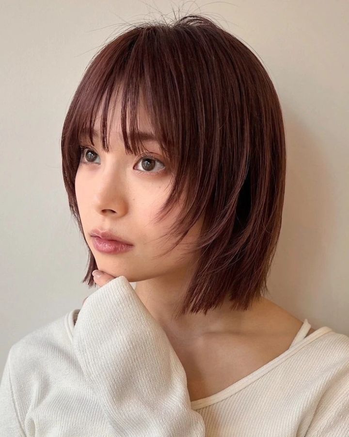 ボブ ヘア 髪型 ヘアスタイル 大人 前髪あり