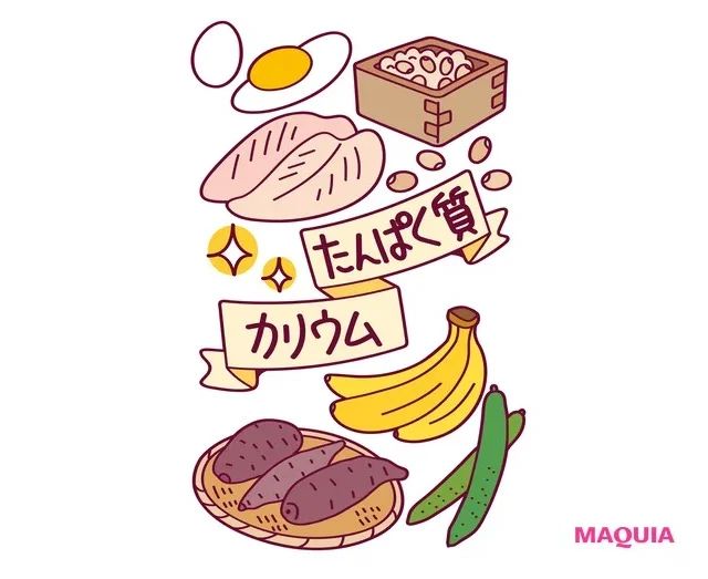 1.鶏肉や芋類などを食事に取り入れて、たんぱく質・カリウムを摂る