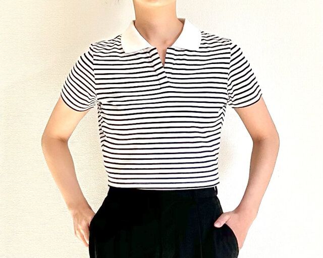 GUスキッパーポロのボーダーのMサイズ着用感