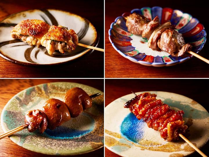 下北沢『下北沢 焼とりダービー』の「せせり」、「砂ずり」、「皮」、「肝」