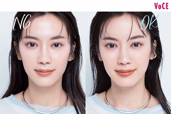 【左】NGの肌、【右】OKの肌／甲斐まりかさん