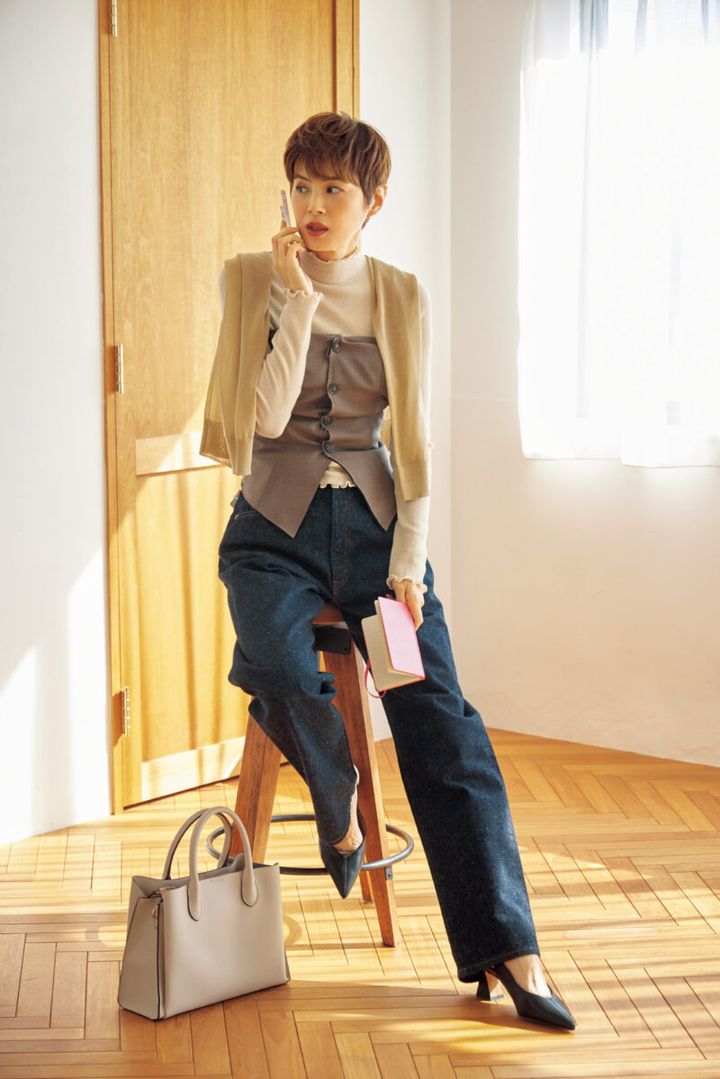 インディゴデニム 通勤コーデ レイヤード
