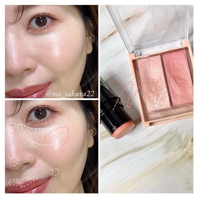 6.コーラルピンクで多幸感フェイスに！ 可愛すぎる「水蜜桃メイク」_使用したコスメ＆韓国風メイクのやり方・ポイント_みずみずしいツヤ感を肌に出し、チークでぽっと上気したような頬に