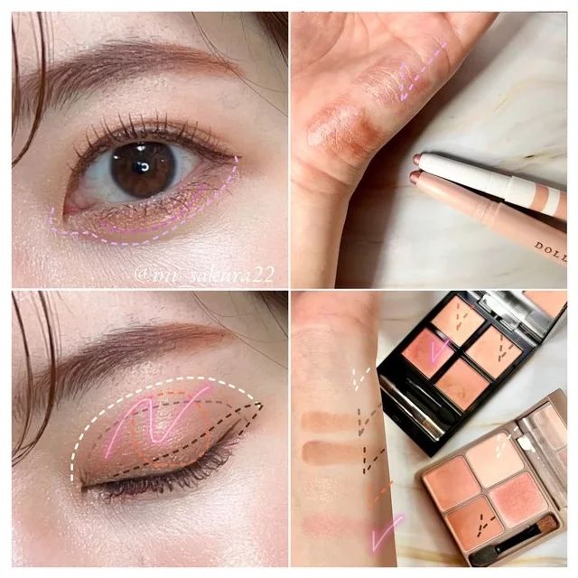 6.コーラルピンクで多幸感フェイスに！ 可愛すぎる「水蜜桃メイク」_使用したコスメ＆韓国風メイクのやり方・ポイント_アイシャドウは桃をイメージしたコーラルピンク系で甘く仕上げる