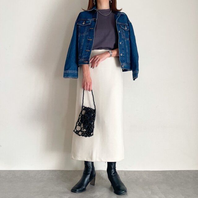 GUドライワイドTとホワイトタイトスカートコーデ