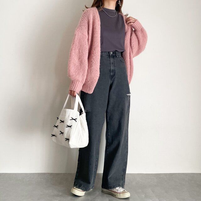 GUドライワイドTとグレーデニムコーデ