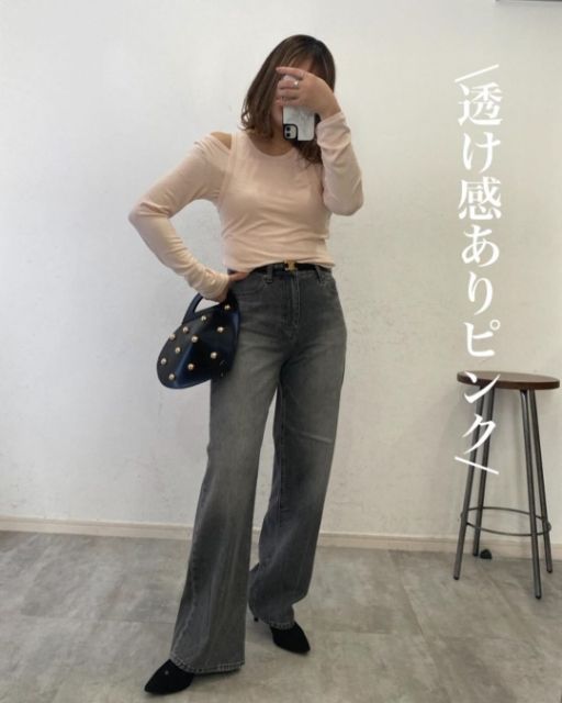 GUの2ピースタンクトップレイヤードTのピンクを着用したコーデ