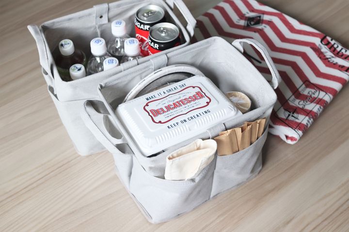 アウトドアへ持ち出すアイテムをバスケットに収納