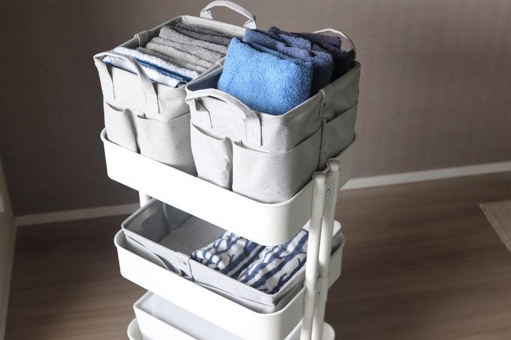 IKEAのロースコグにフィットしたポケット付きバスケット