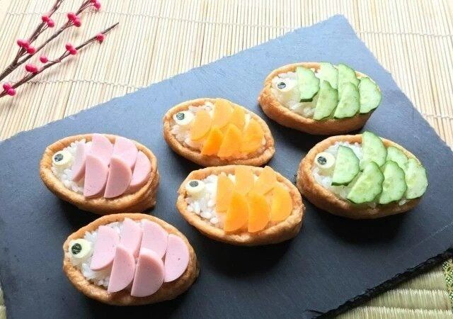 子供と一緒に作って楽しい！100均グッズで簡単！カラフル稲荷寿し
