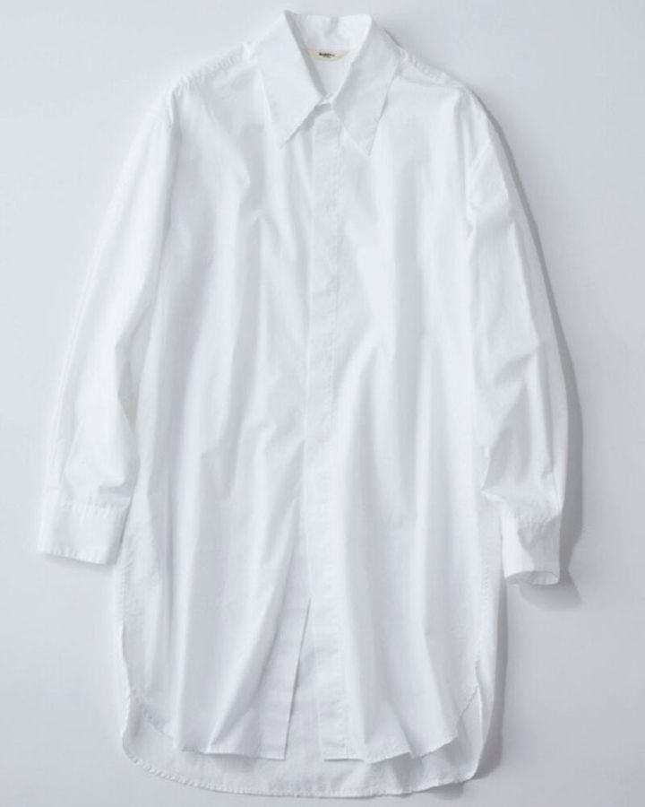 白シャツ バレナの比翼仕立てロング丈
