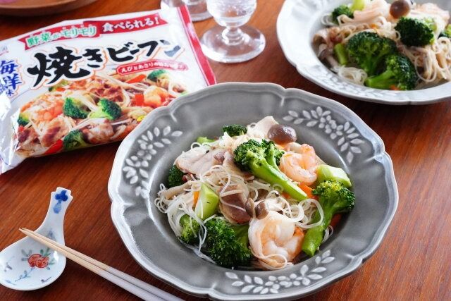 海鮮味焼きビーフン 永谷園 ブロッコリー料理