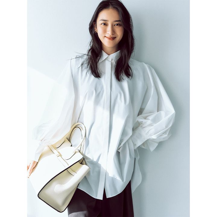 武井咲,シャツコーデ,白シャツ,ルフィル