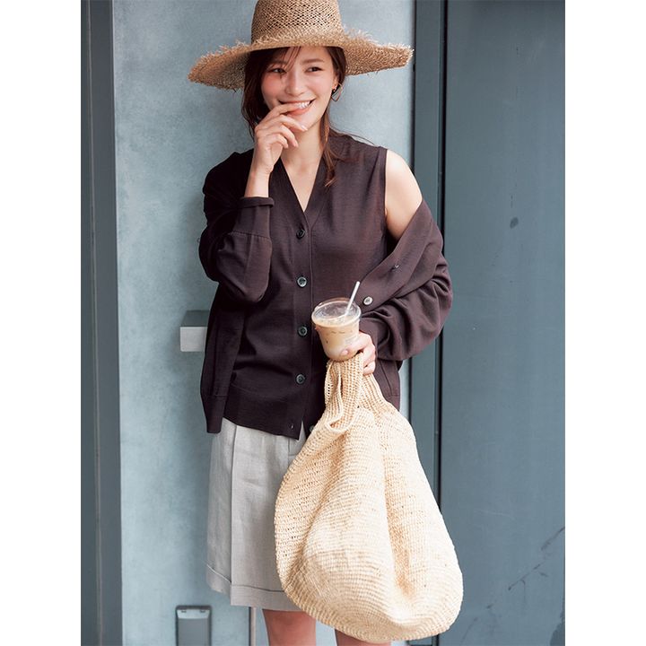 カーディガンとニットのセット,ジレ,エブール,エレガント