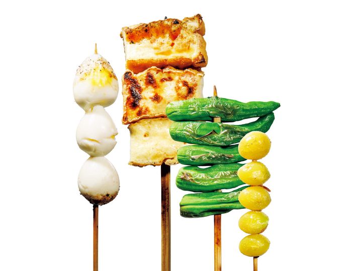 銀座『鳥よし 銀座店』の銀杏、ししとう、厚揚げ、白玉