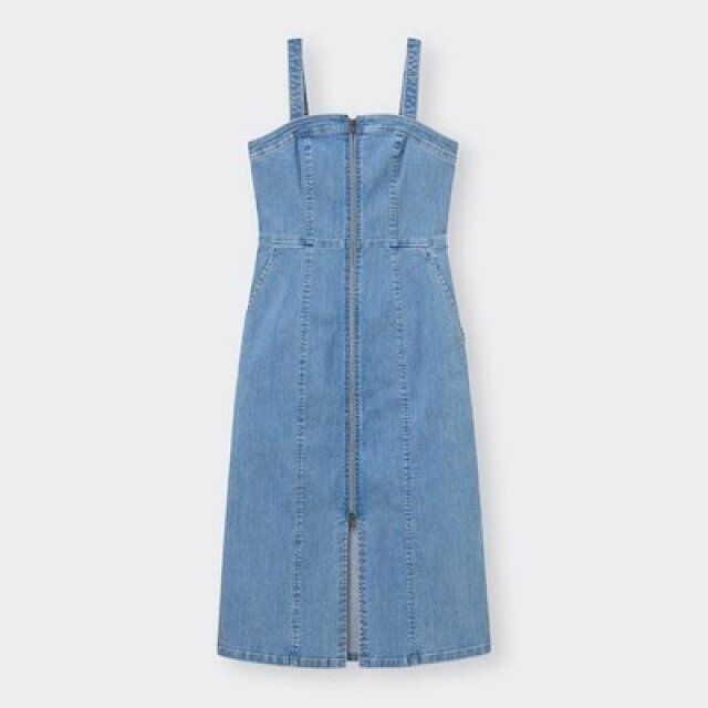  GUデニムフロントジップワンピース