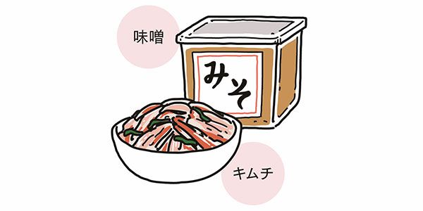 味噌、キムチ