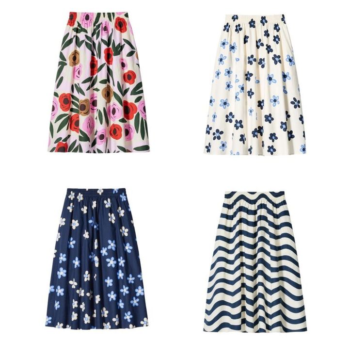 ユニクロとマリメッコの2024年夏コレクション リネンブレンドスカート