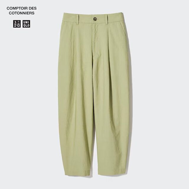 リネンブレンドタックテーパードパンツ