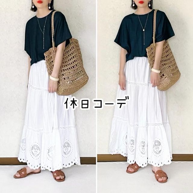 エアリズムドレープTを着用したコーデ