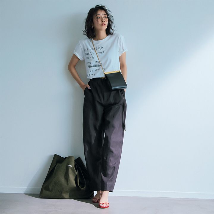 Tシャツコーデ,レタリングTシャツ,ベルナデット,岡本あずさ