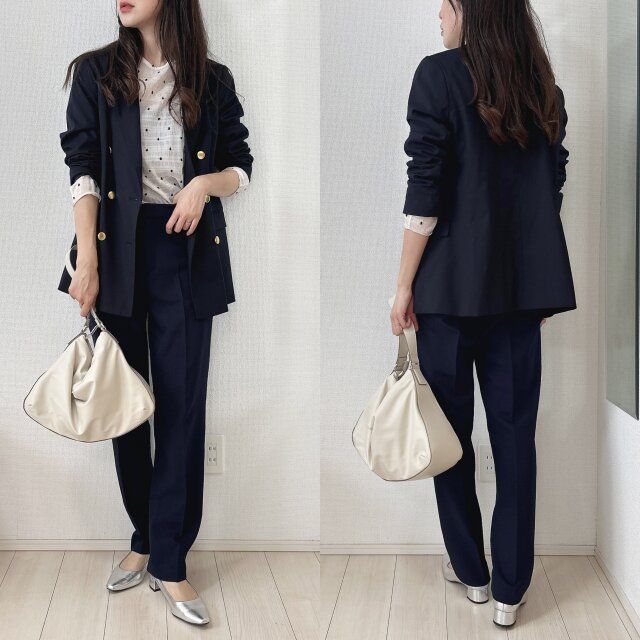 ユニクロ感動スリムパンツのセットアップ風コーデ
