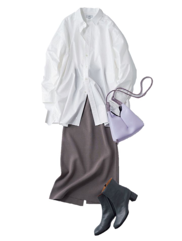 白シャツ 着まわし 白シャツコーデ