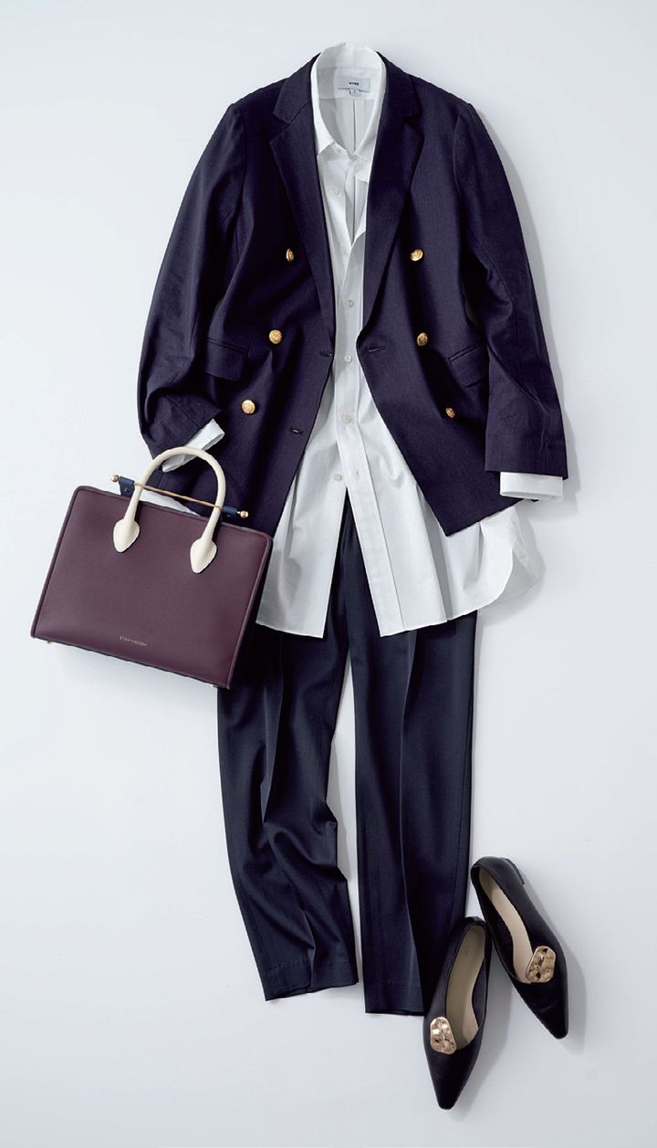 白シャツ 着まわし 白シャツコーデ ブレザー