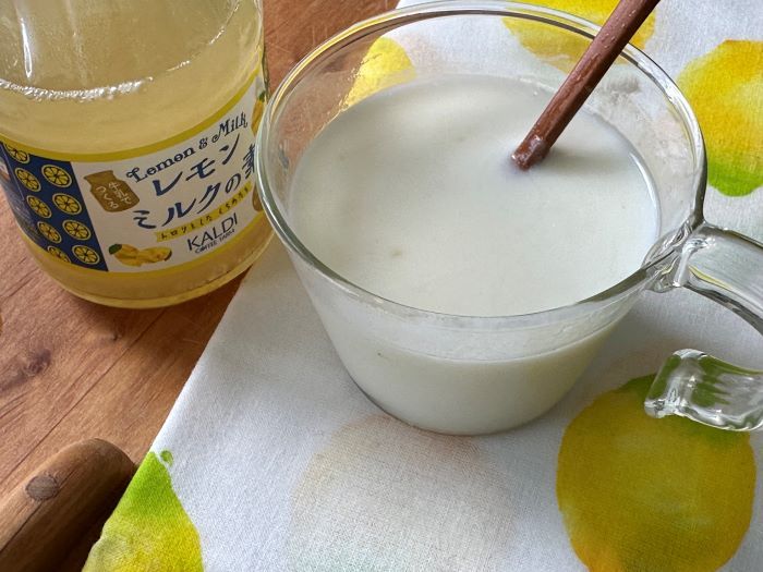 レモンミルクの素の牛乳割り