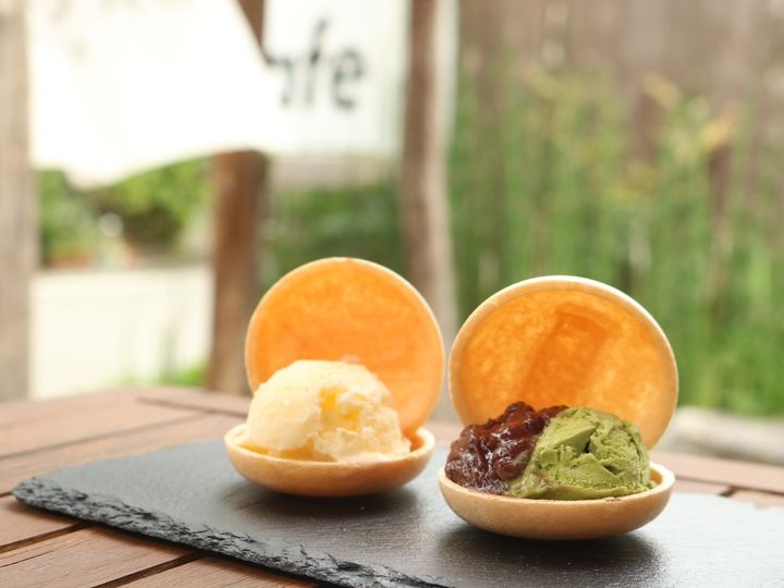 「もなか バニラアイス」「もなか 抹茶とあんこ」各種1個400円