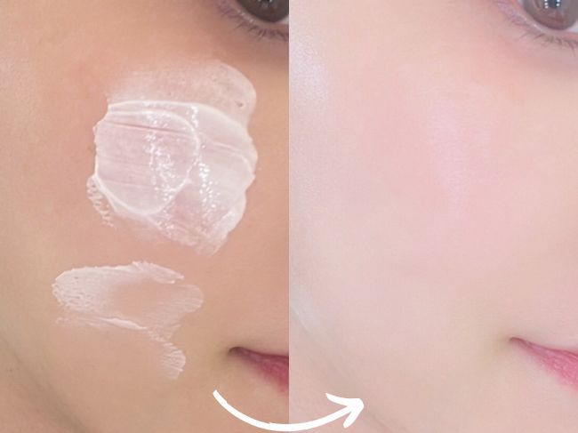 『エイジーセオリー UVプロテクションクリーム』左：before・右：afterレビュー