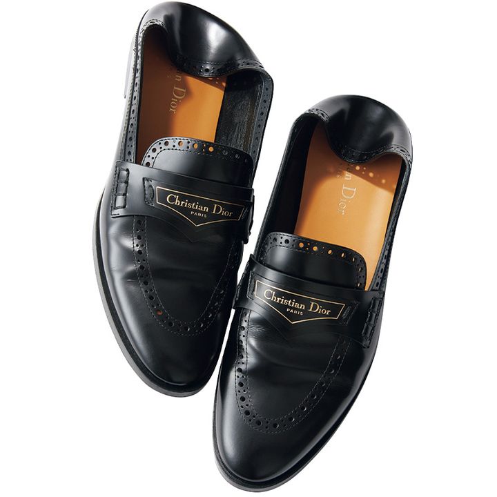 ディオールの黒ローファー,つっかけ