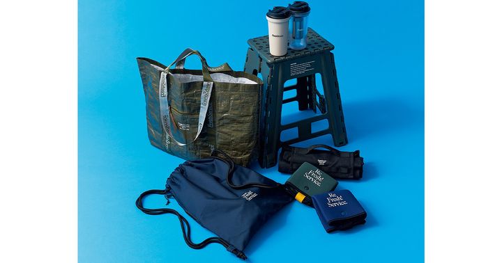 Fresh Service,フレッシュサービス,マグ,折りたたみスツール,シート,ナップザック,トートバッグ,運動会グッズ,キャンプグッズ