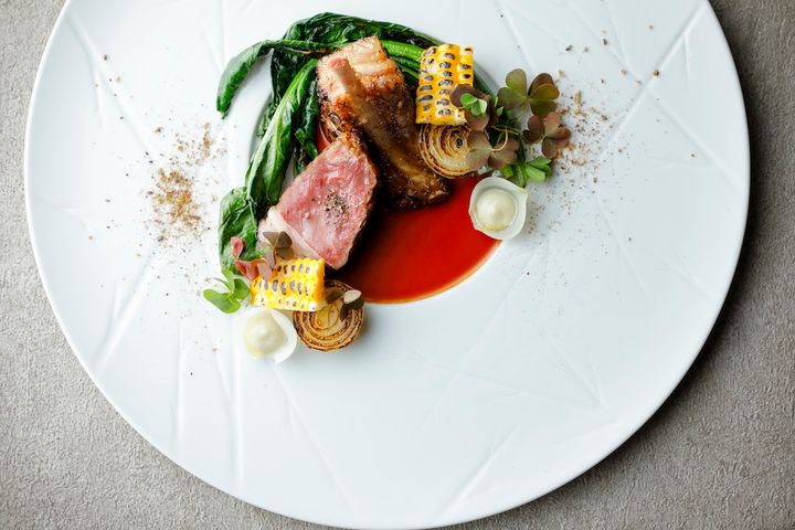 「仔羊 夏野菜 スペアリブ風」