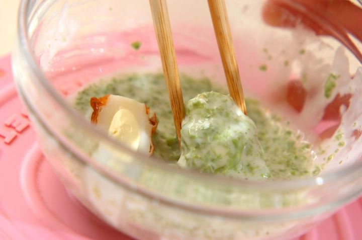 チーズちくわのアオサフライの作り方2