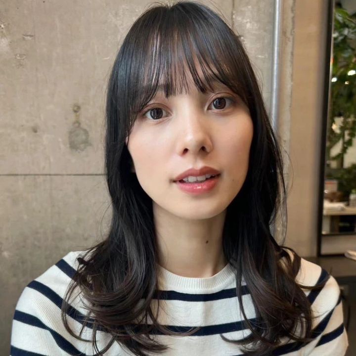 ミディアム ヘア 髪型 ヘアスタイル 大人 前髪あり 30代 40代