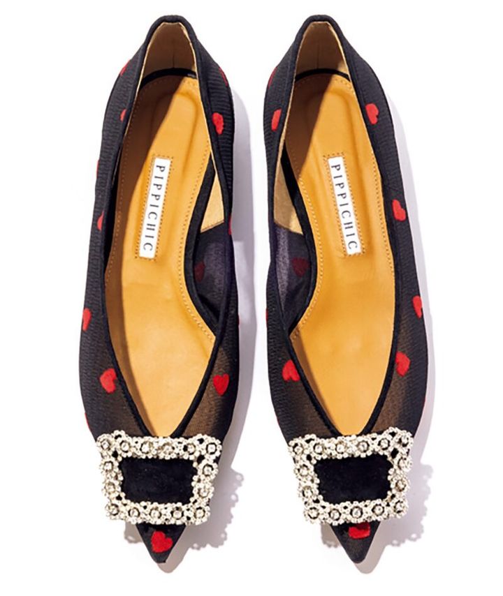 ピッピシックのハート柄 ビジューシューズ