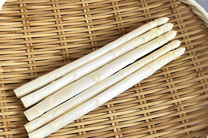 ▲日のあたらない環境下で育つホワイトアスパラは、淡色野菜。ヨーロッパではホワイトアスパラの出荷を心待ちにし、短い旬を堪能するそう。