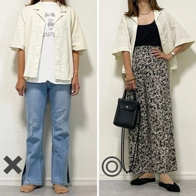 大人女子のシャツ羽織りNG＆OKコーデ