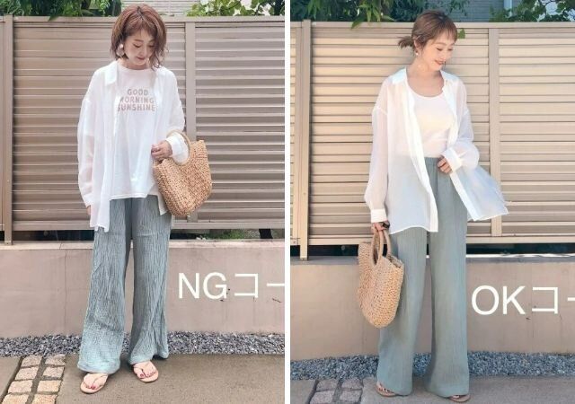 大人女子のシャツ羽織りNG＆OKコーデ