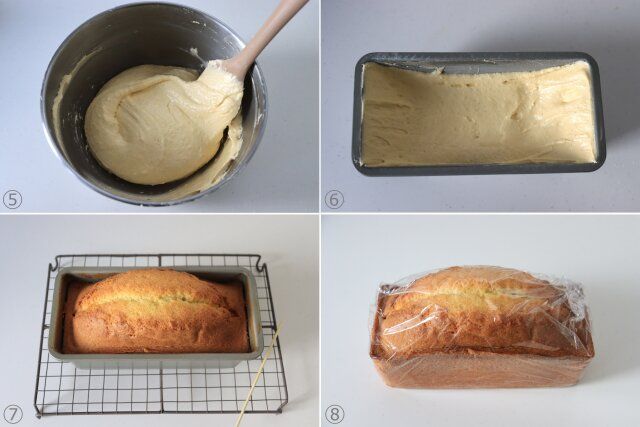 バニラホワイトチョコパウンド レシピ バニラパウンドケーキを型に流し入れオーブンで焼く