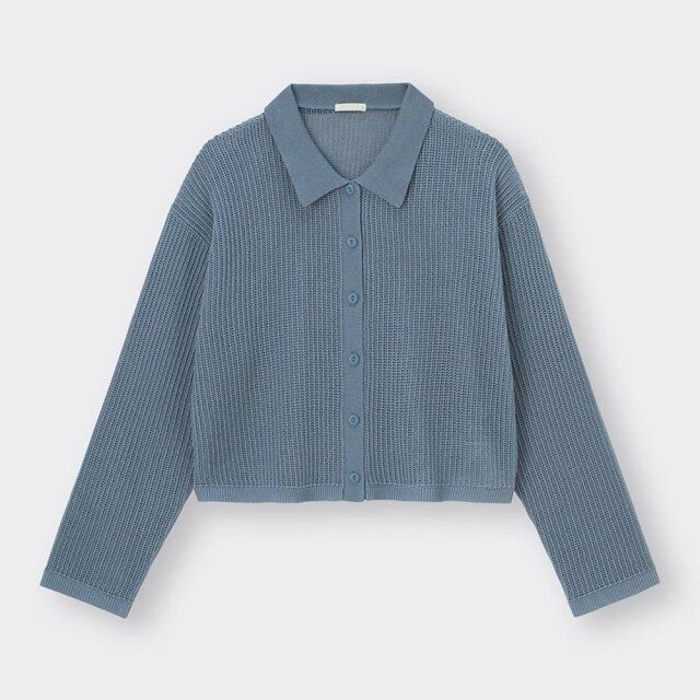 GU メッシュポロカーディガン