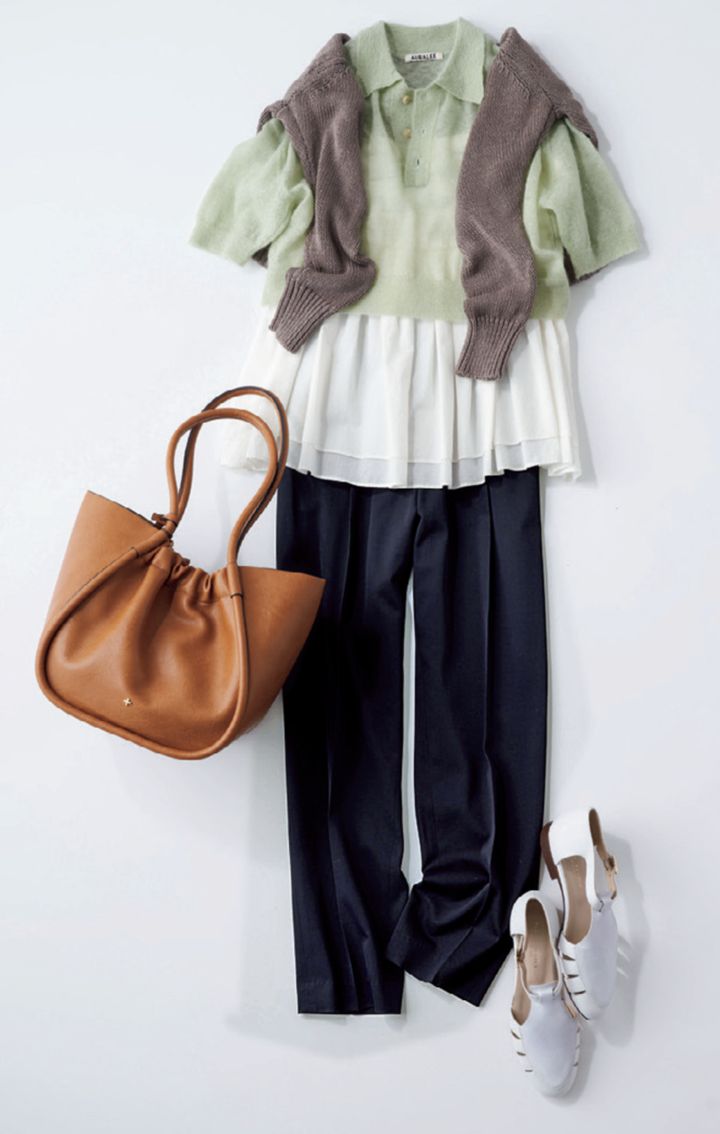 ポロシャツ 着まわし カーディガン