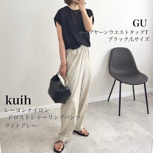 ジーユー_ループヤーンウエストタックT_3