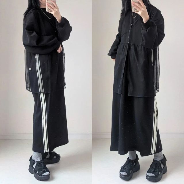 wellegの厚底スポーツサンダルとしまむらの靴下を履いている