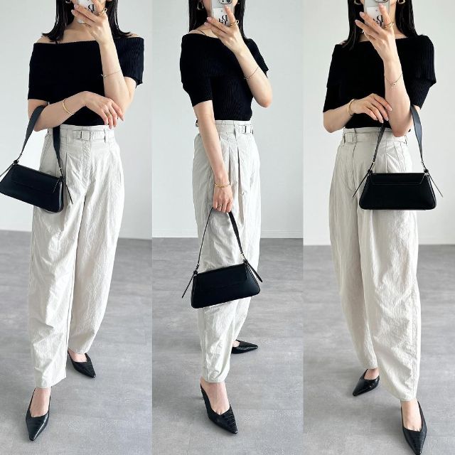 テックタックコクーンパンツを着用したコーデ