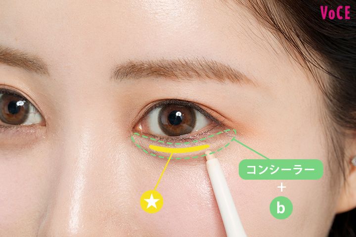 ペンシル型コンシーラーで涙袋のベースをつくる