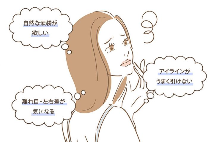自然な涙袋が欲しい、アイラインがうまく引けない、離れ目・左右差が気になる