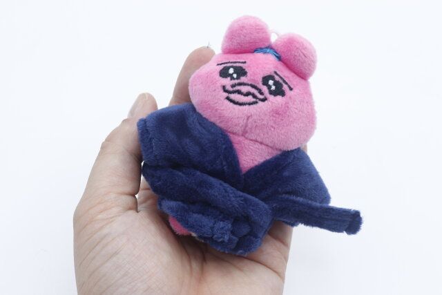 ぬいぐるみにセリアのぬい用バスローブ ヲタコレを着せた様子