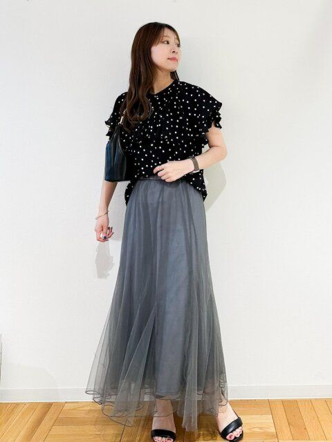 チュールスカートのコーデ